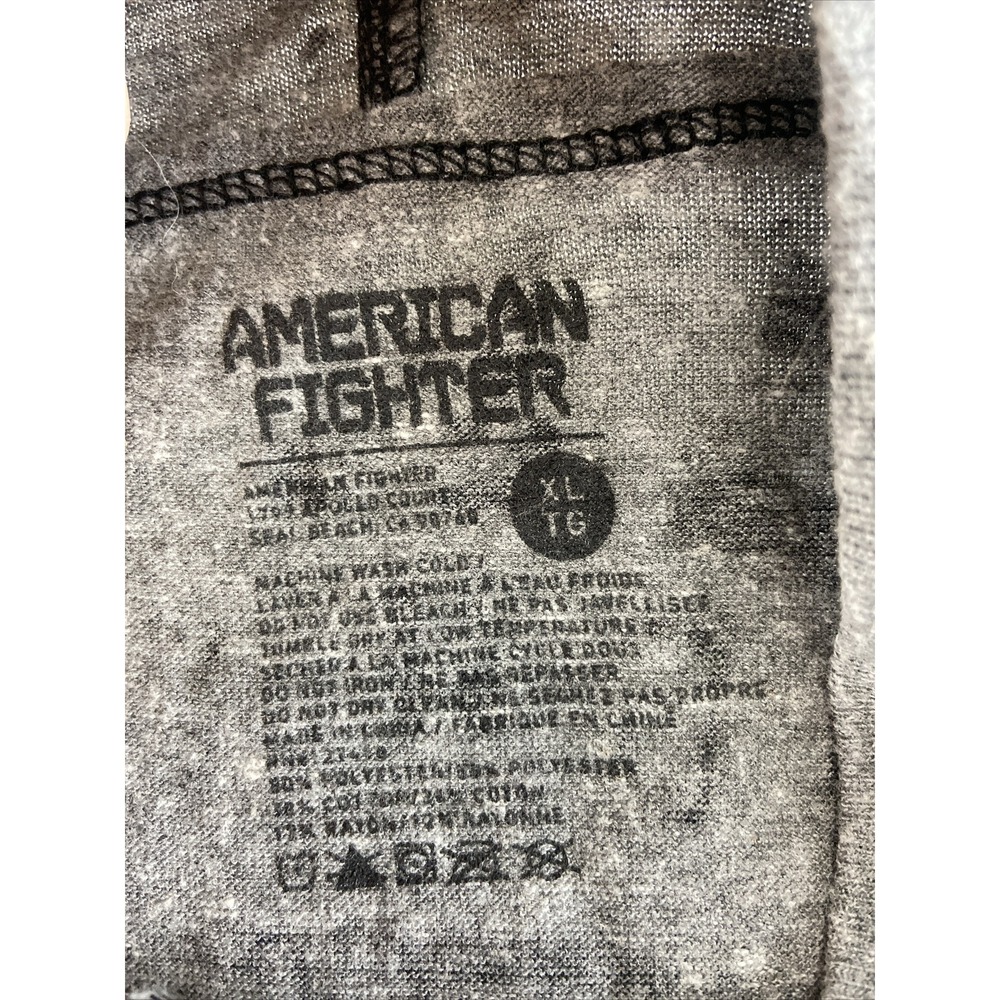 American Fighter Training Div Henley Shirt L/S Men's XL Gym‎ Workout Black Gray - Picture 4 of 9